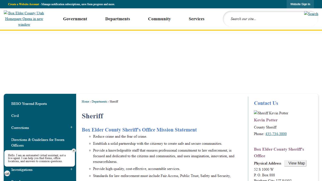 Sheriff | Box Elder County, UT