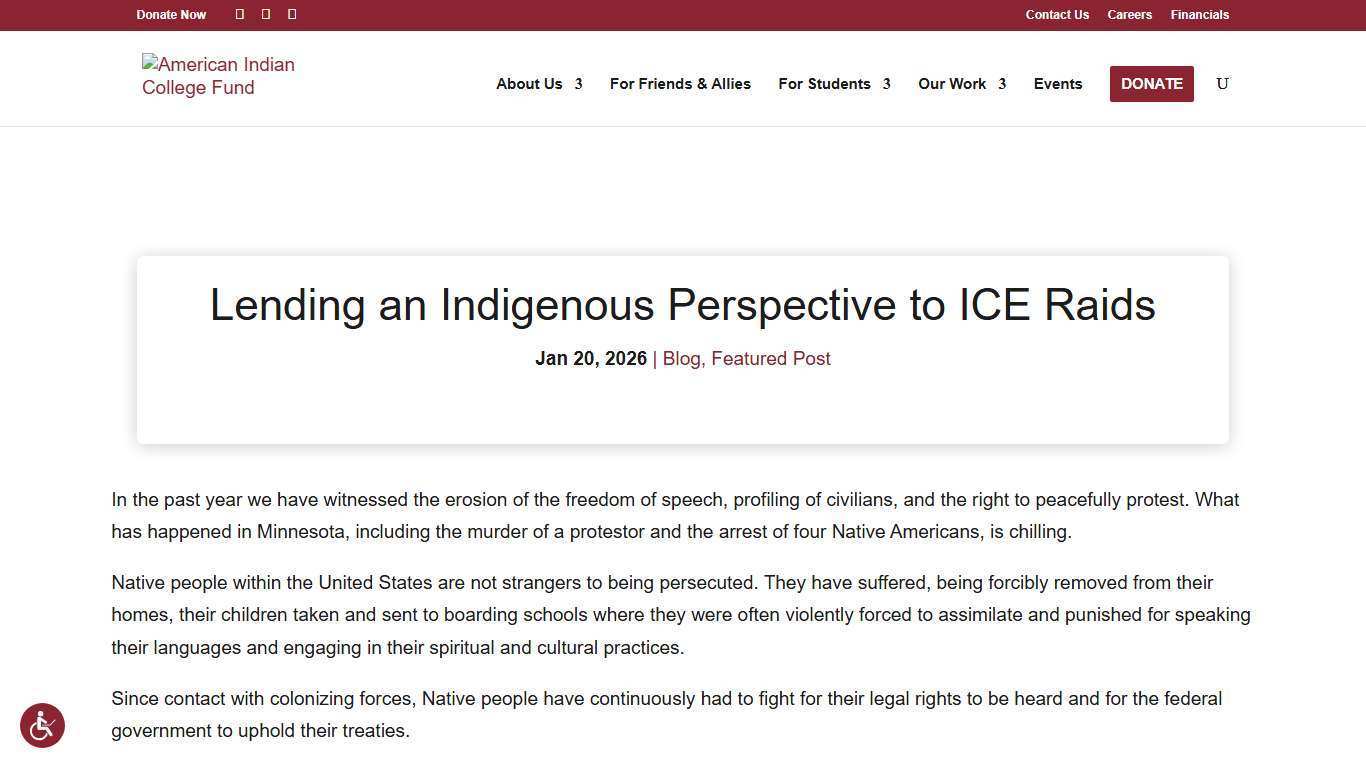 Lending an Indigenous Perspective to ICE Raids | American Indian College Fund